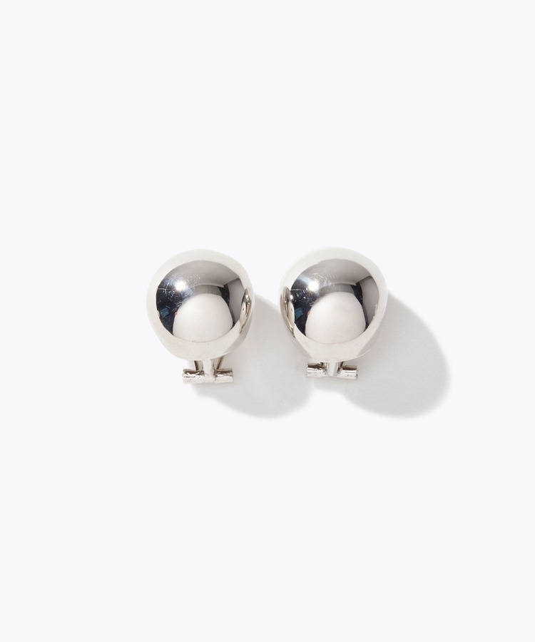 [bone] oval silver clip ear clip