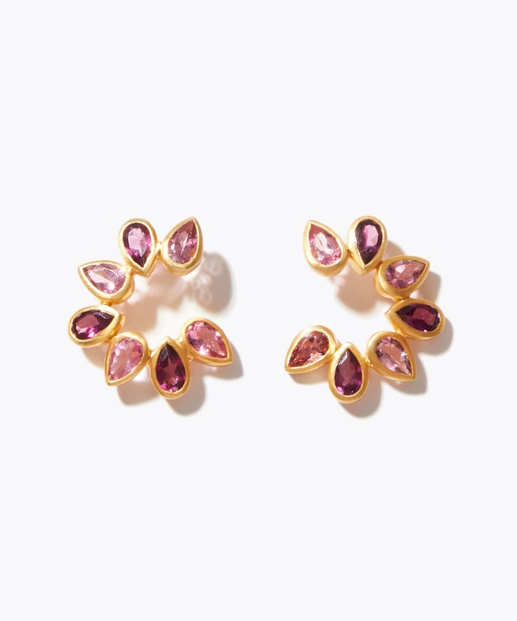 [eden] pink tourmaline daisy pierced earring