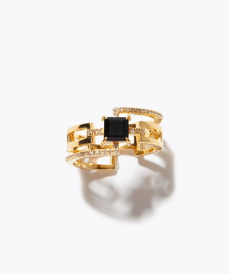 [elafonisi] onyx pave diamond deco ring