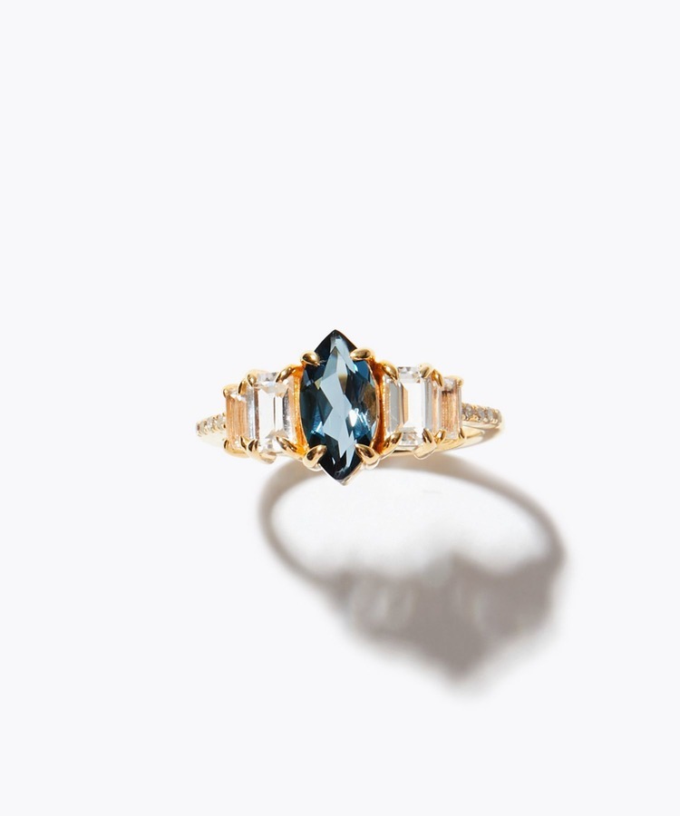 [elafonisi] marquis london blue topaz pave diamond ring