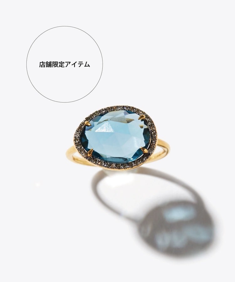 [elafonisi] large london blue topaz pave diamonds ring