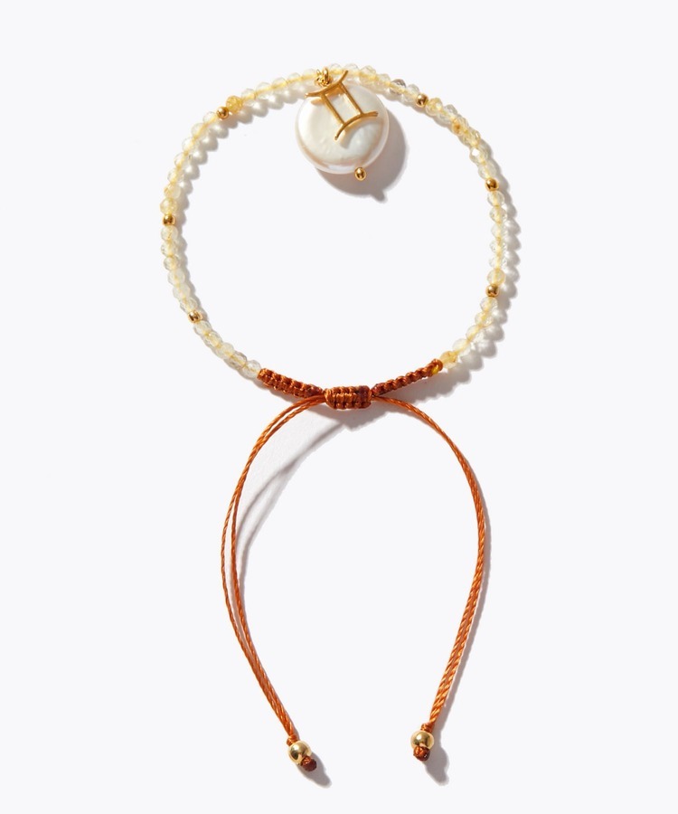 [I am donation] GEMINI gold rutilated quartz coin pearl bracelet