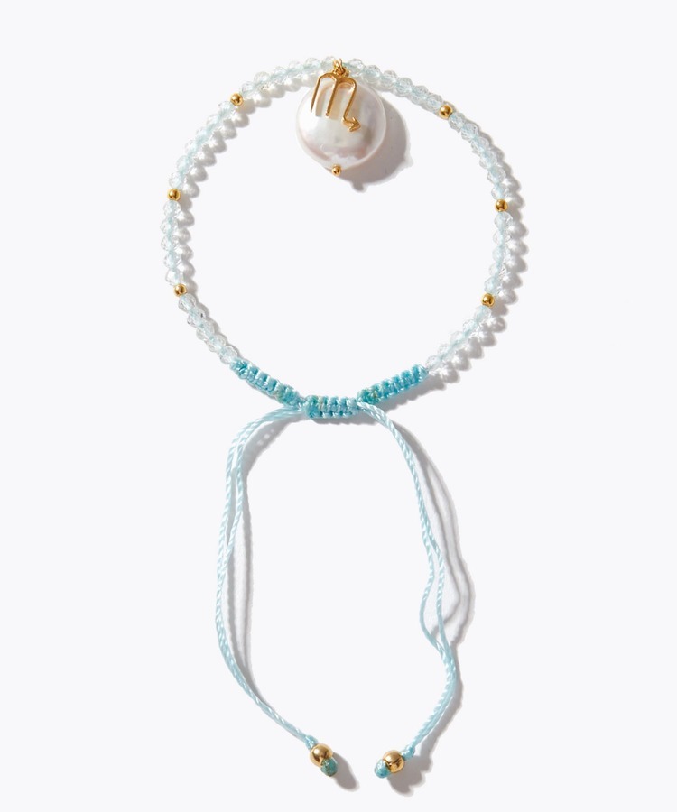 [I am donation] SCORPIO blue topaz coin pearl bracelet
