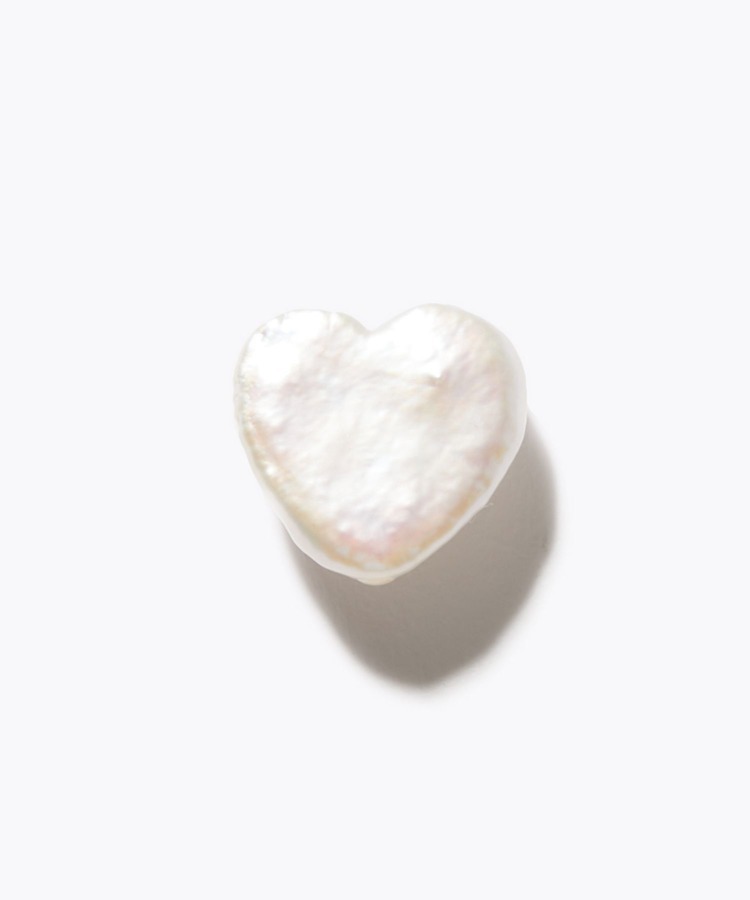 [basic] K10 heart pearl stud single pierced earring