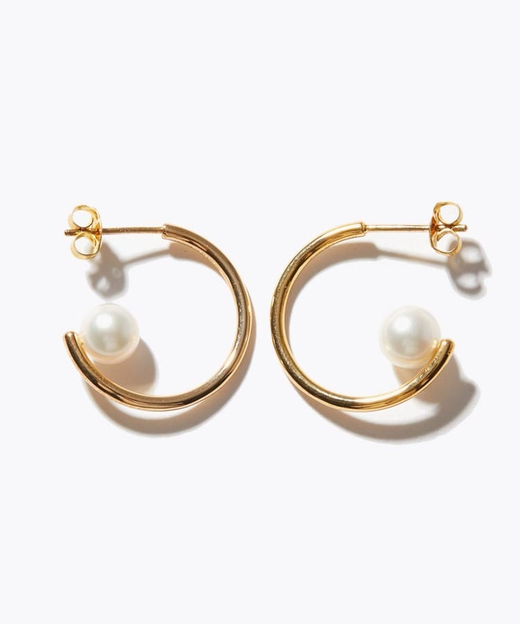 [philia] akoya pearl hoop pierced earring