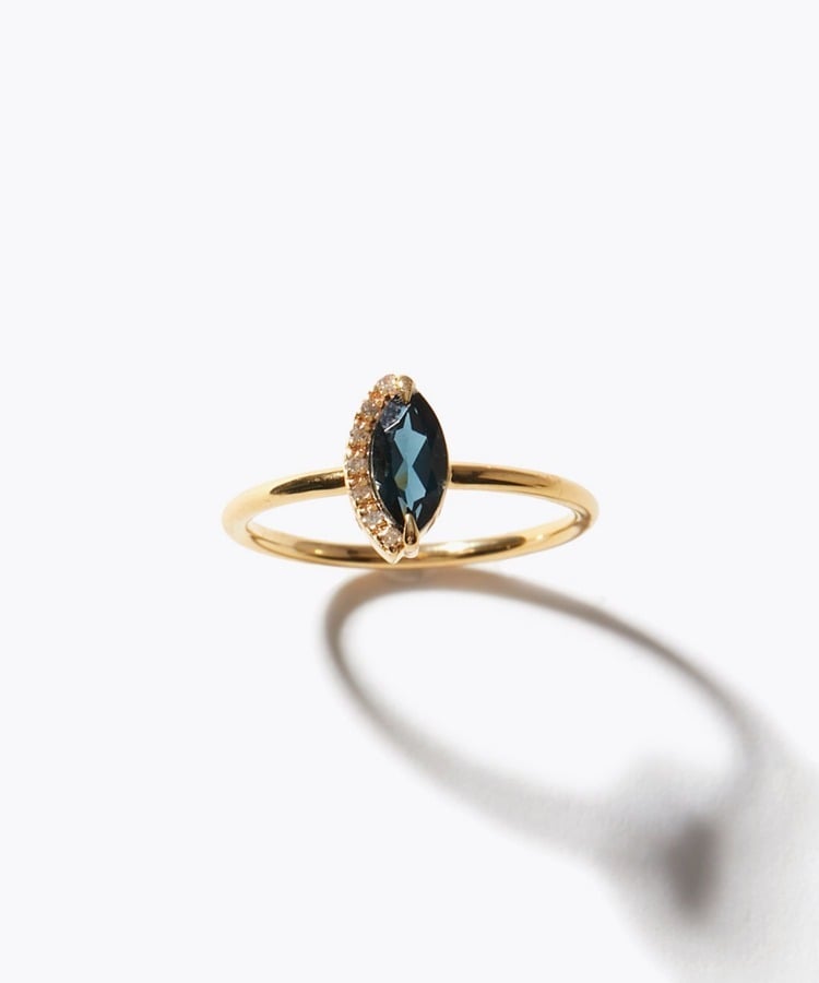 [elafonisi] marquise london blue topaz pave diamond ring