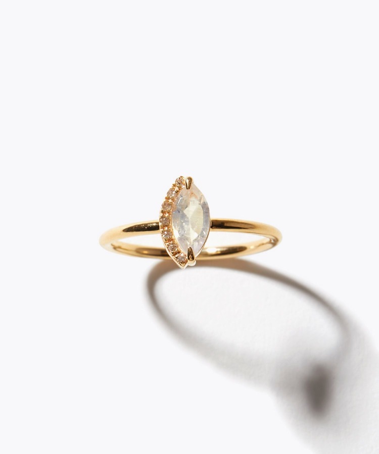 [elafonisi] marquise rainbow moonstone pave diamond ring