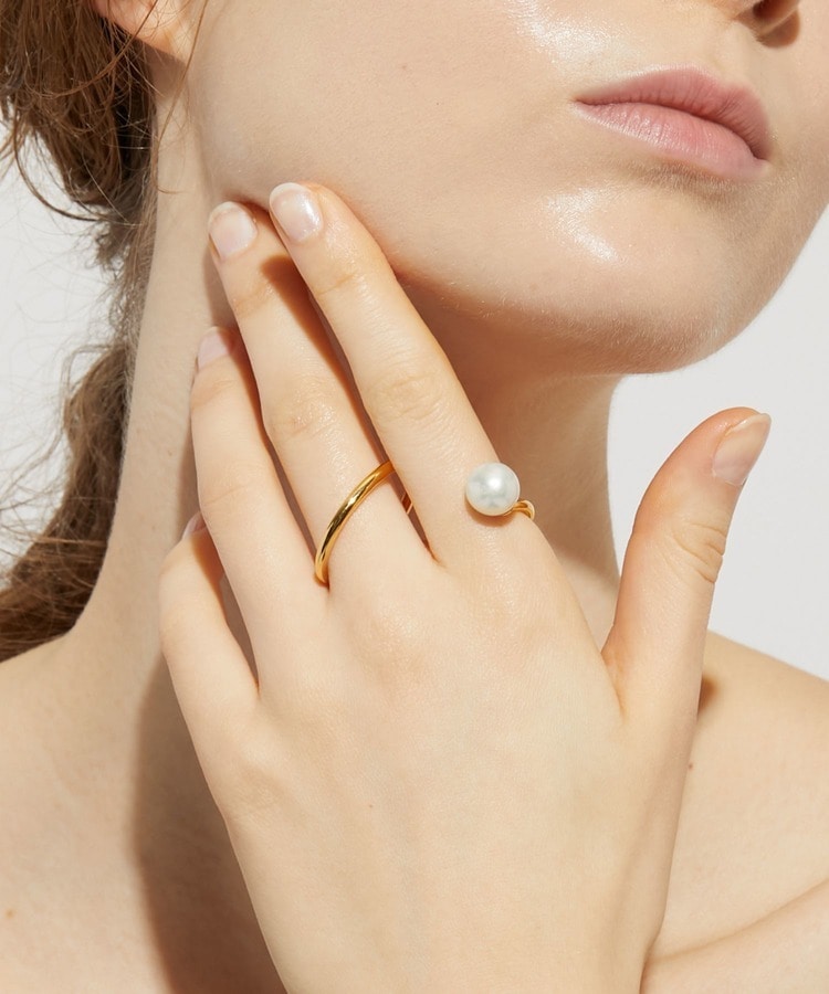 [philia] akoya pearl open double finger ring