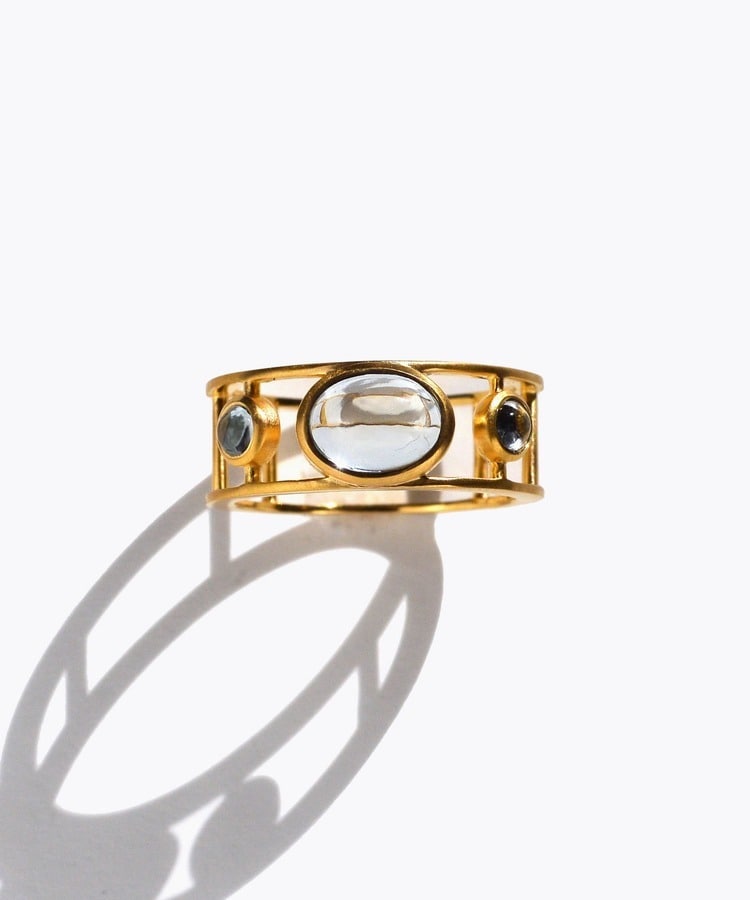 [eden] cabochon london blue topaz open ring