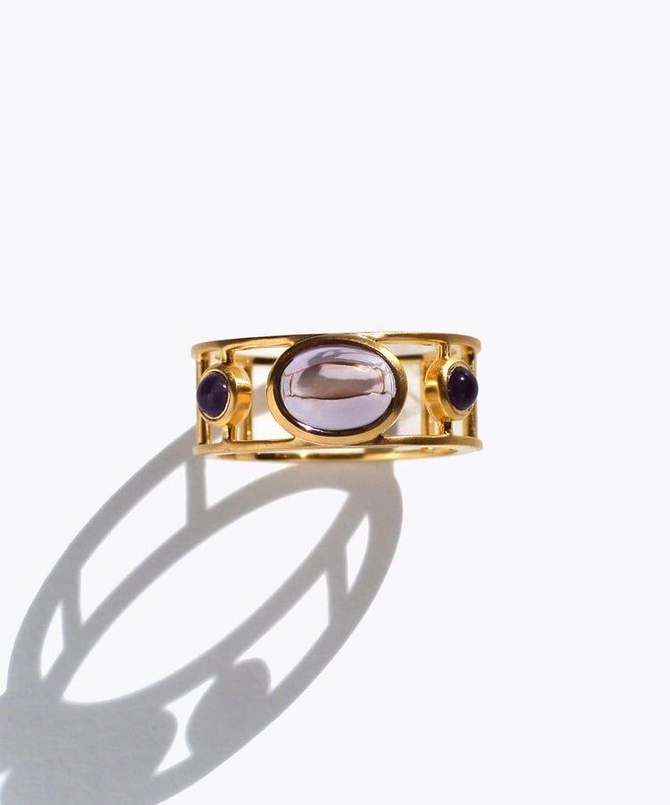 [eden] cabochon lavender ametyst open ring