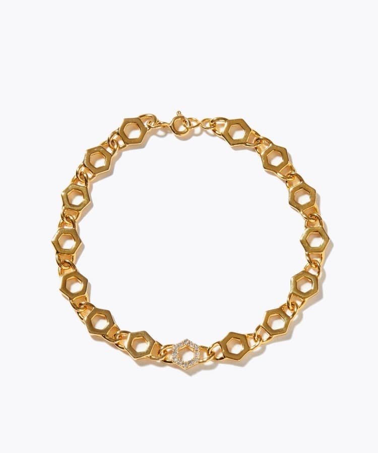 [glimmer] hexagon chain pave diamonds bracelet