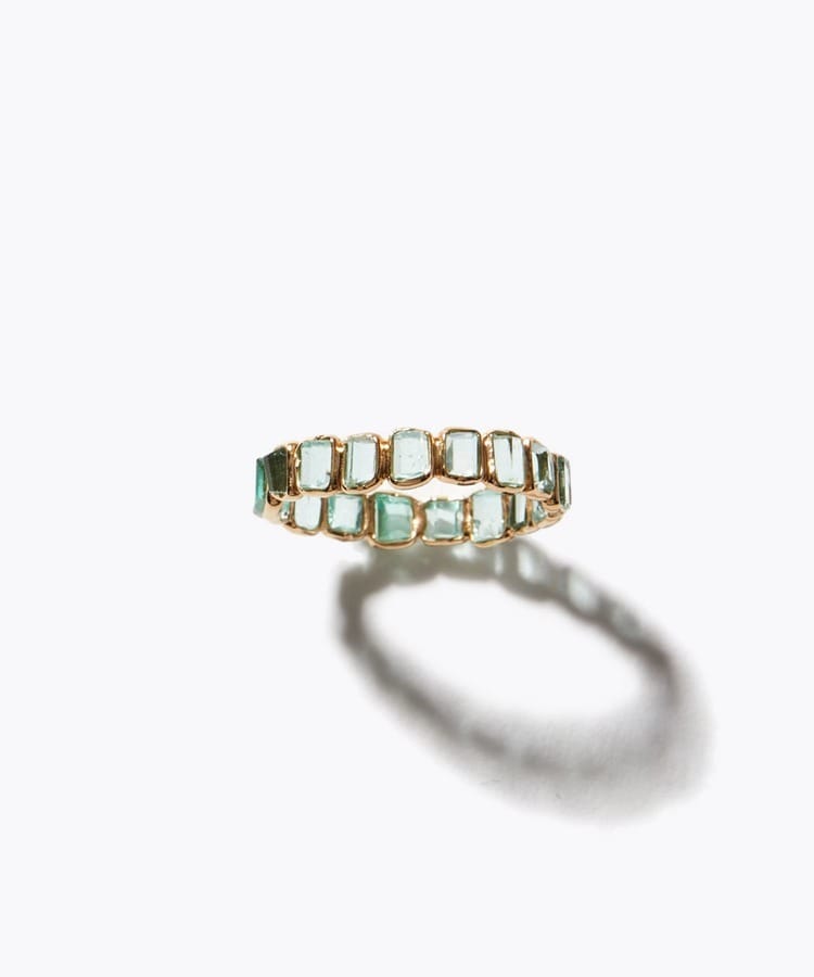 [eden] K14 rectangle emerald eternity pinky ring