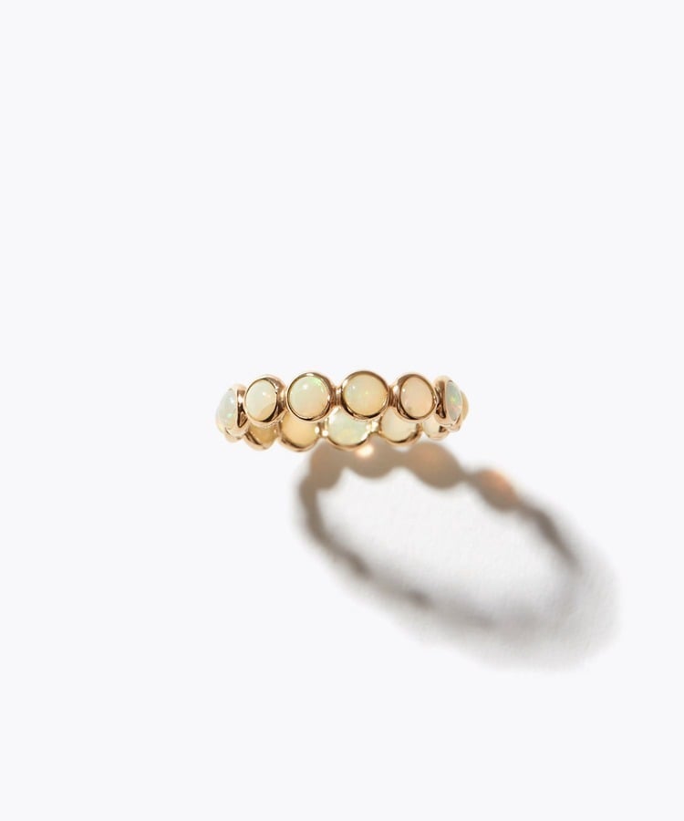 [eden] K14 cabochon opal eternity pinky ring