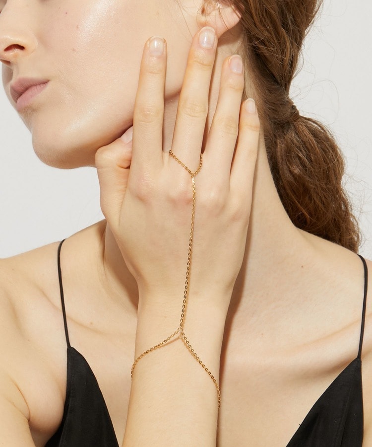 [basic] K14GF petal chain finger bracelet