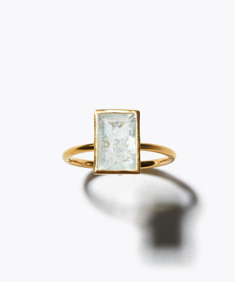 [eden] One of a kind K10 rectangle aquamarine ring