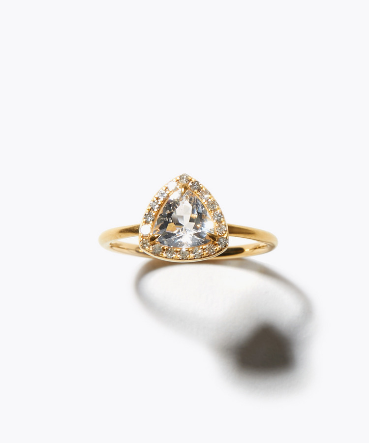 [elafonisi] One of a kind K10 herkimer quartz pave diamond ring