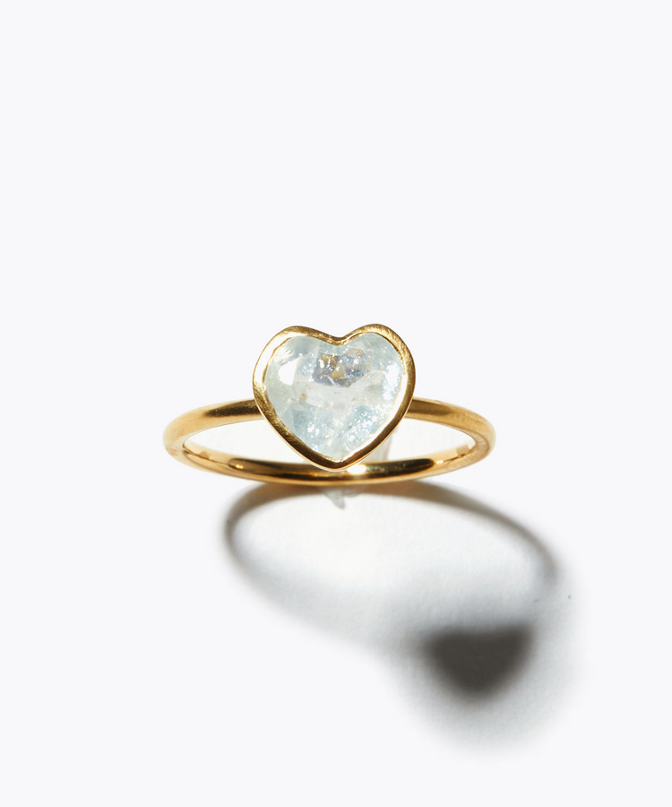 [eden] One of a kind K10 heart aquamarine ring