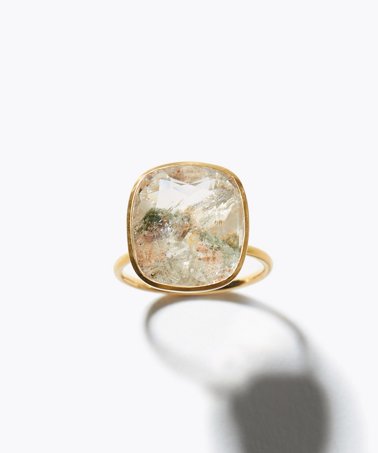[eden] One of a kind K10 chlorite in quartz ring