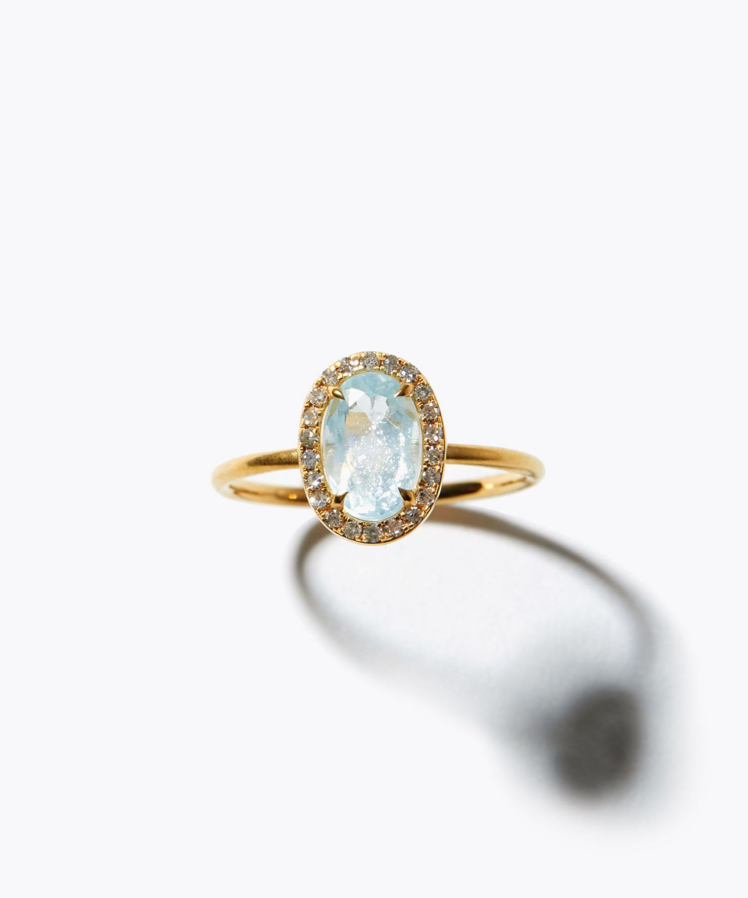 elafonisi] One of a kind K10 oval aquamarine pave diamond ring
