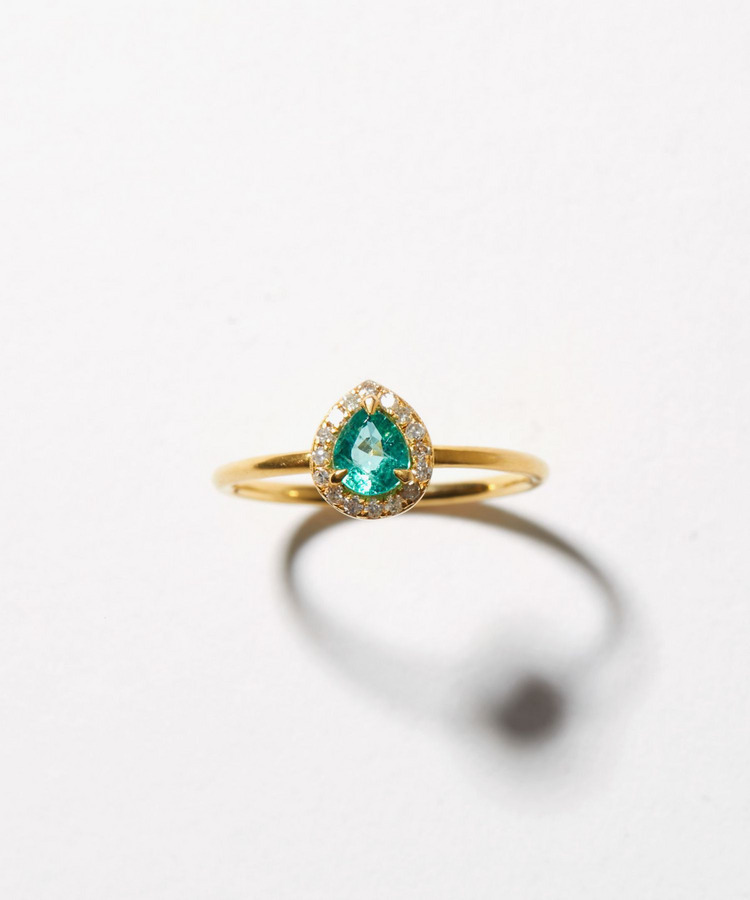 [elafonisi] One of a kind K10 blue green beryl pave diamond ring