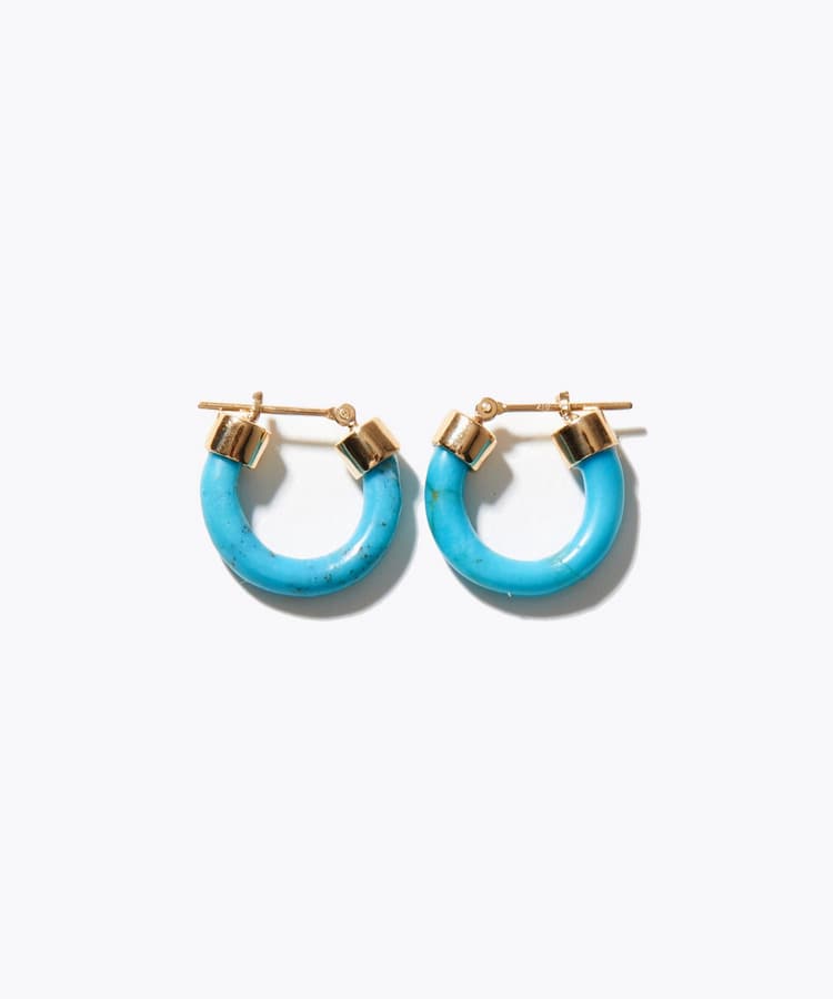 [eden] One of a kind K10 turquoise hoop pierced earring