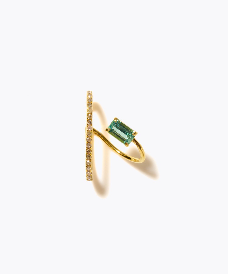 [elafonisi] 【8th Anniversary Limited】One of a kind green tourmaline pave diamond ear cuff