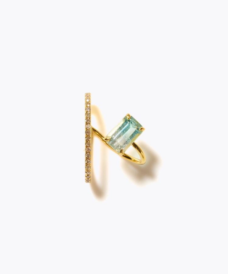 [elafonisi] 【8th Anniversary Limited】One of a kind green tourmaline pave diamond ear cuff
