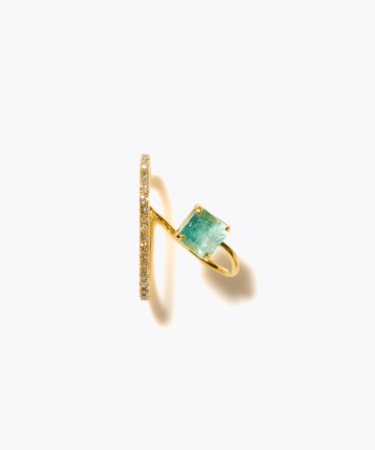 [elafonisi] 【8th Anniversary Limited】One of a kind green tourmaline pave diamond ear cuff
