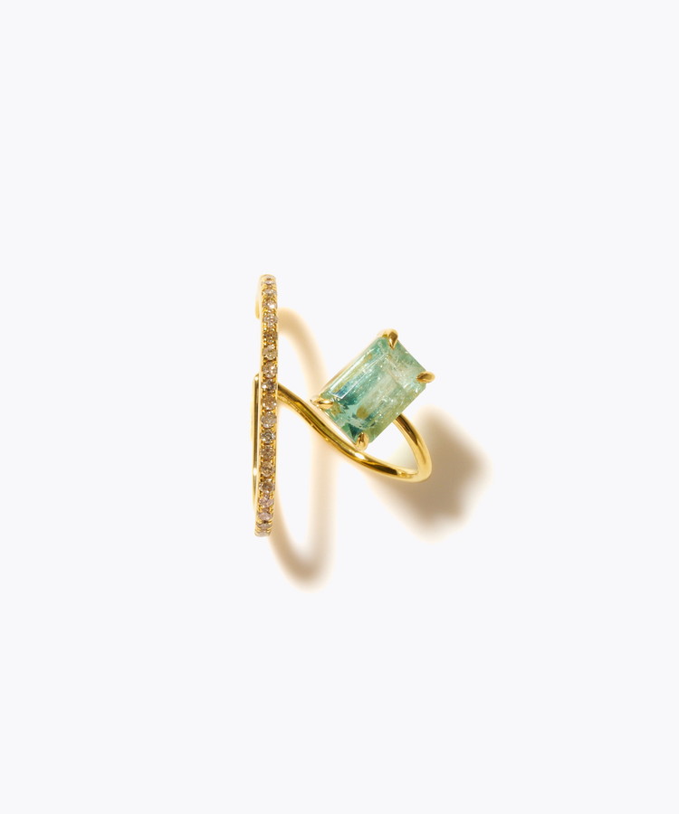 [elafonisi] 【8th Anniversary Limited】One of a kind green tourmaline pave diamond ear cuff