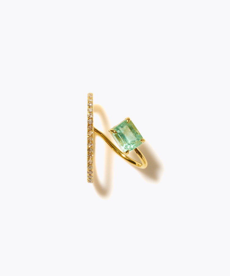 [elafonisi] 【8th Anniversary Limited】One of a kind green tourmaline pave diamond ear cuff