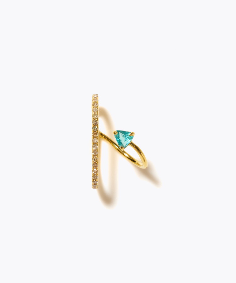 [elafonisi] 【8th Anniversary Limited】One of a kind green tourmaline pave diamond ear cuff
