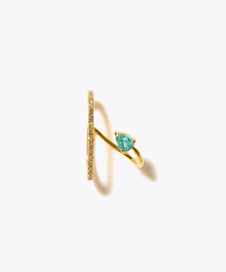 [elafonisi] 【8th Anniversary Limited】One of a kind green tourmaline pave diamond ear cuff