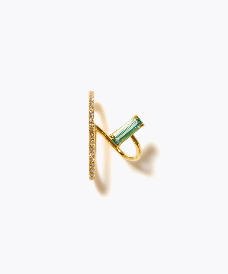 [elafonisi] 【8th Anniversary Limited】One of a kind green tourmaline pave diamond ear cuff