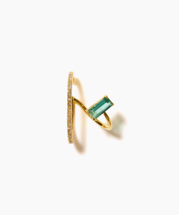 [elafonisi] 【8th Anniversary Limited】One of a kind green tourmaline pave diamond ear cuff