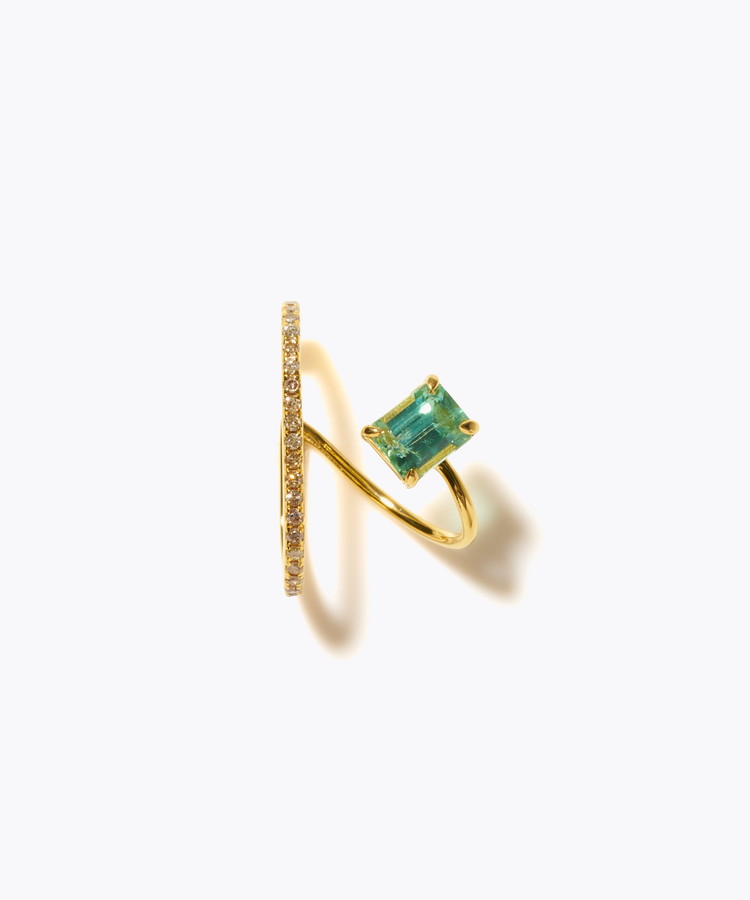 [elafonisi] 【8th Anniversary Limited】One of a kind green tourmaline pave diamond ear cuff