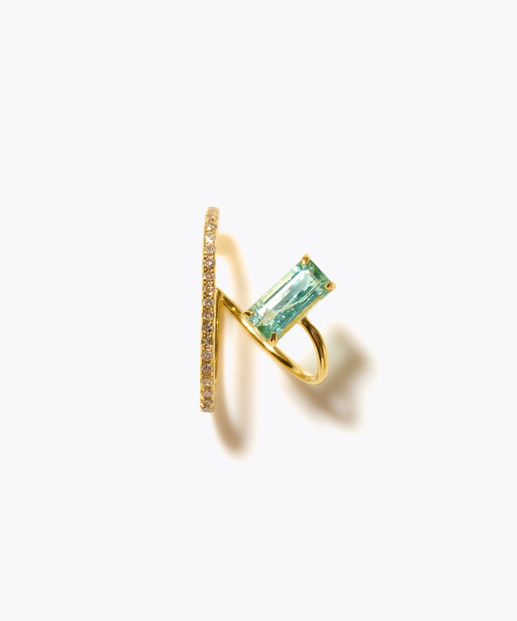 [elafonisi] 【8th Anniversary Limited】One of a kind green tourmaline pave diamond ear cuff
