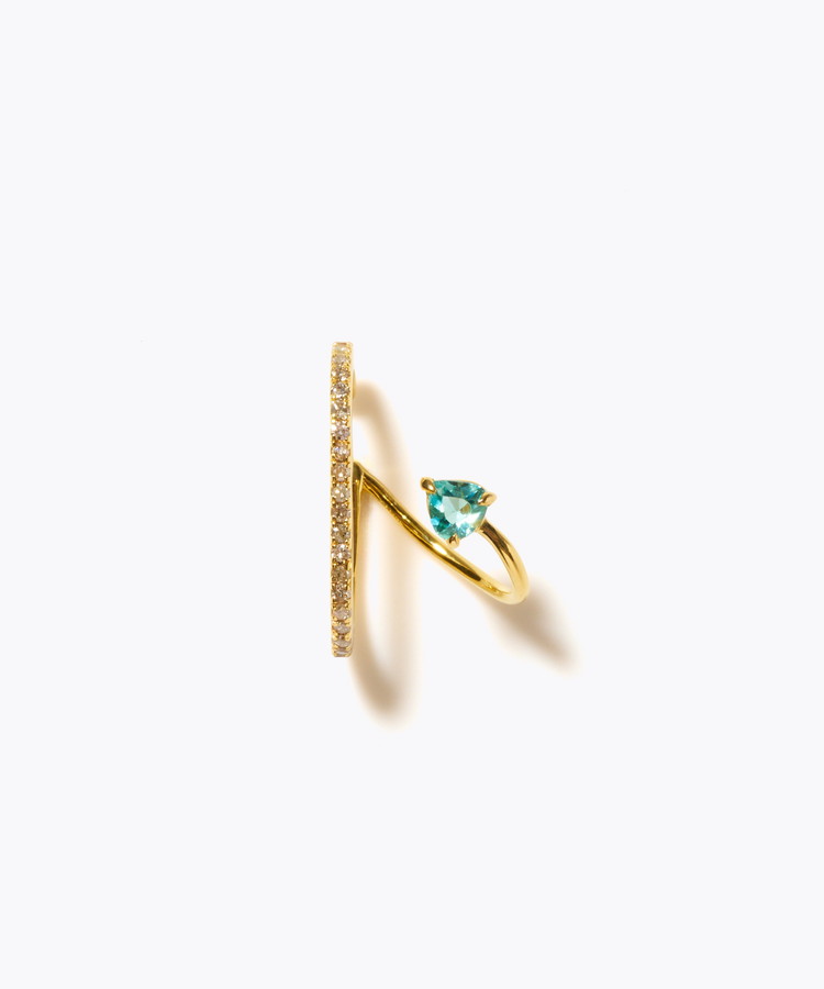 [elafonisi] 【8th Anniversary Limited】One of a kind green tourmaline pave diamond ear cuff