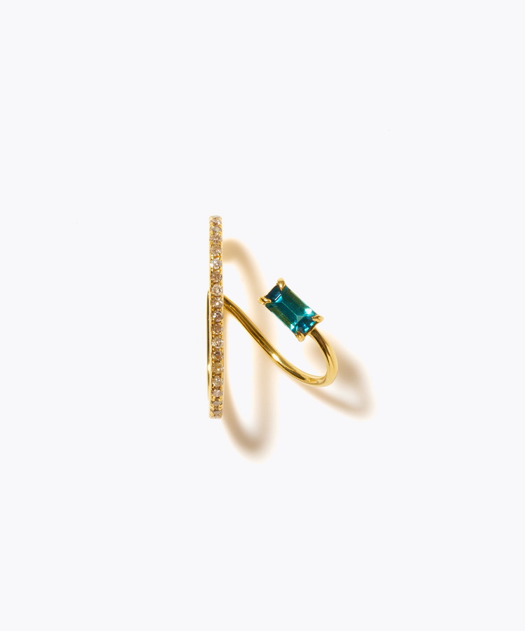 [elafonisi] 【8th Anniversary Limited】One of a kind green tourmaline pave diamond ear cuff