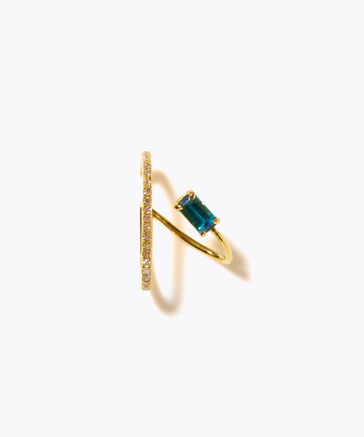 [elafonisi] 【8th Anniversary Limited】One of a kind green tourmaline pave diamond ear cuff