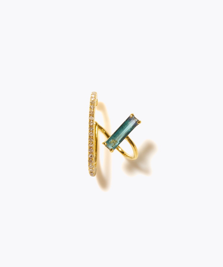 [elafonisi] 【8th Anniversary Limited】One of a kind green tourmaline pave diamond ear cuff