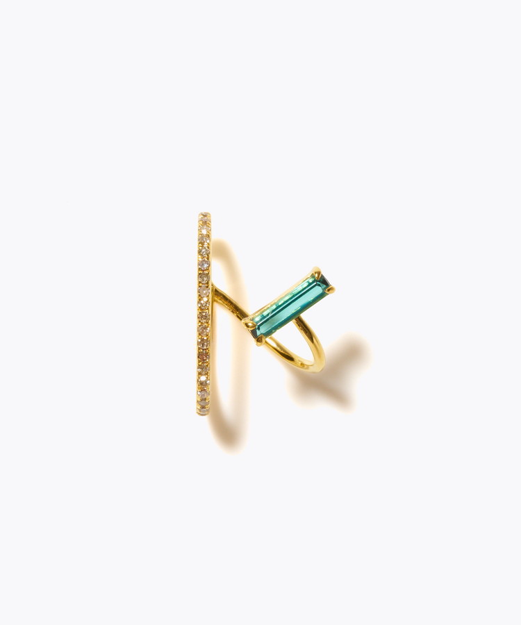 [elafonisi] 【8th Anniversary Limited】One of a kind green tourmaline pave diamond ear cuff