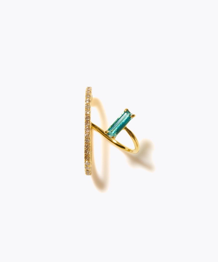 [elafonisi] 【8th Anniversary Limited】One of a kind green tourmaline pave diamond ear cuff