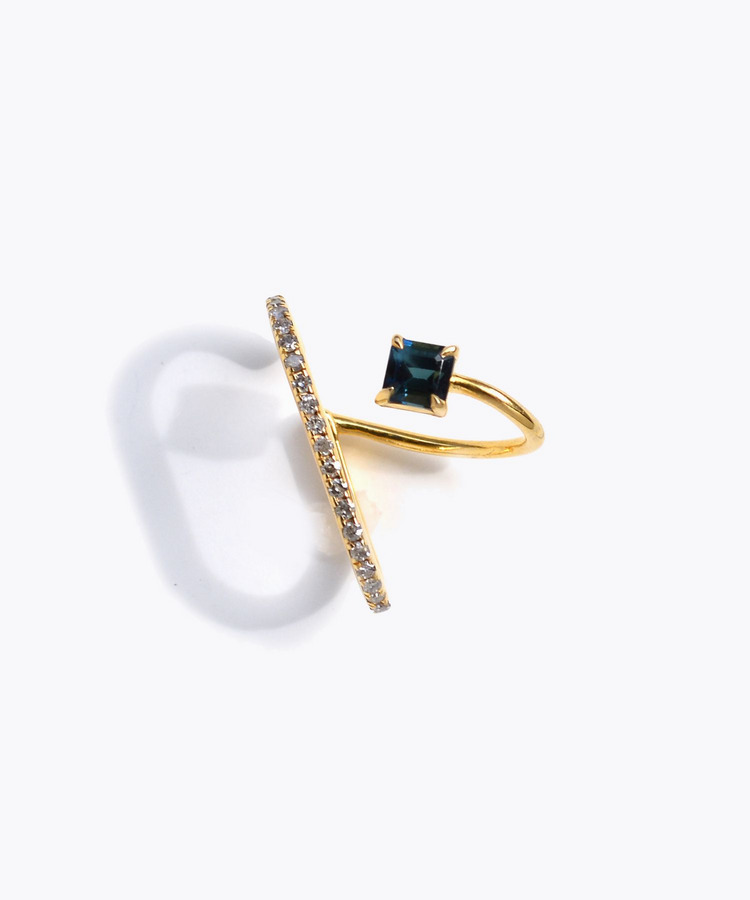 [elafonisi] 【8th Anniversary Limited】One of a kind green tourmaline pave diamond ear cuff