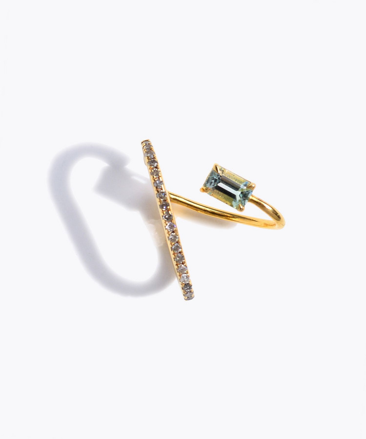 [elafonisi] 【8th Anniversary Limited】One of a kind green tourmaline pave diamond ear cuff