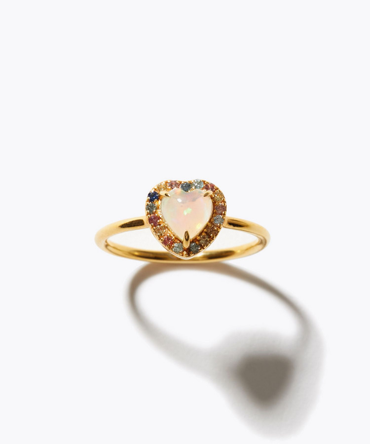 [elafonisi] 【8th Anniversary Limited】heart opal multi sapphire pave ring
