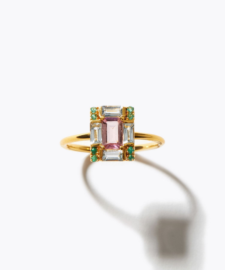 [elafonisi] 【8th Anniversary Limited】light ponk tourmaline deco ring