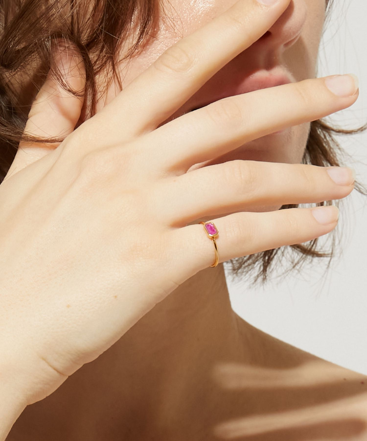 [ancient] rectangle ruby nail ring