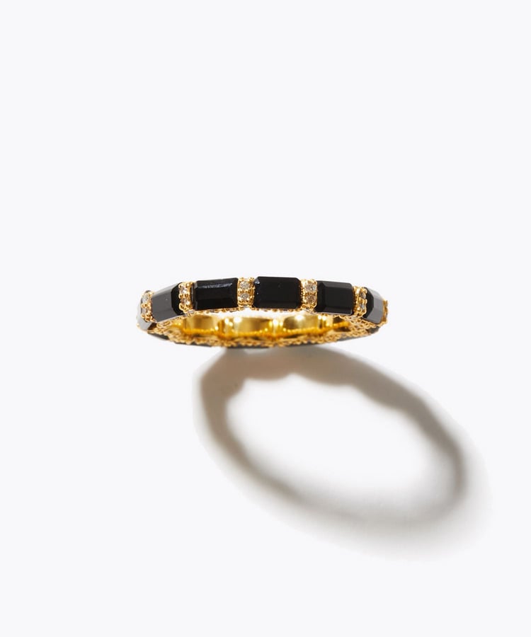 [elafonisi] rectangle onyx pave diamond eternity ring