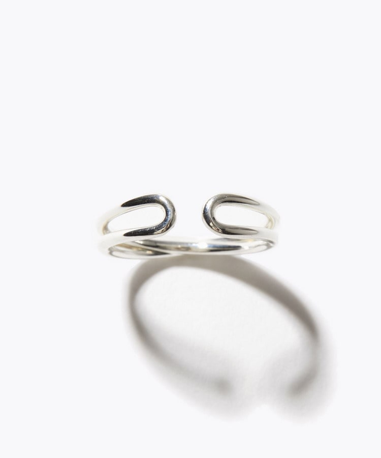 [bone] double face silver open ring