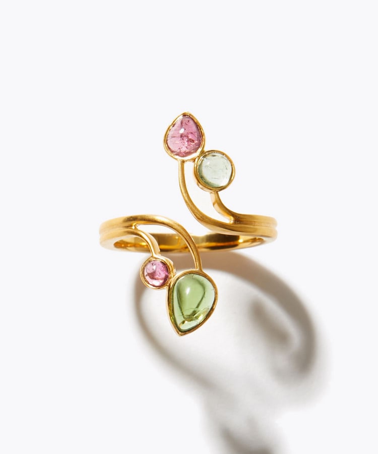 [eden] tourmaline spiral botanical ring